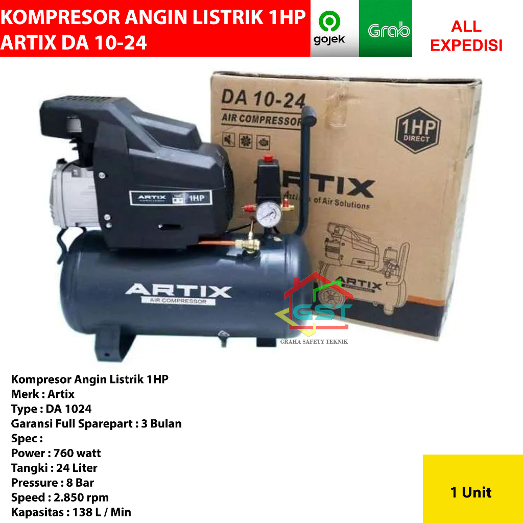 ARTIX kompresor angin listrik DA10-24 1hp 24liter