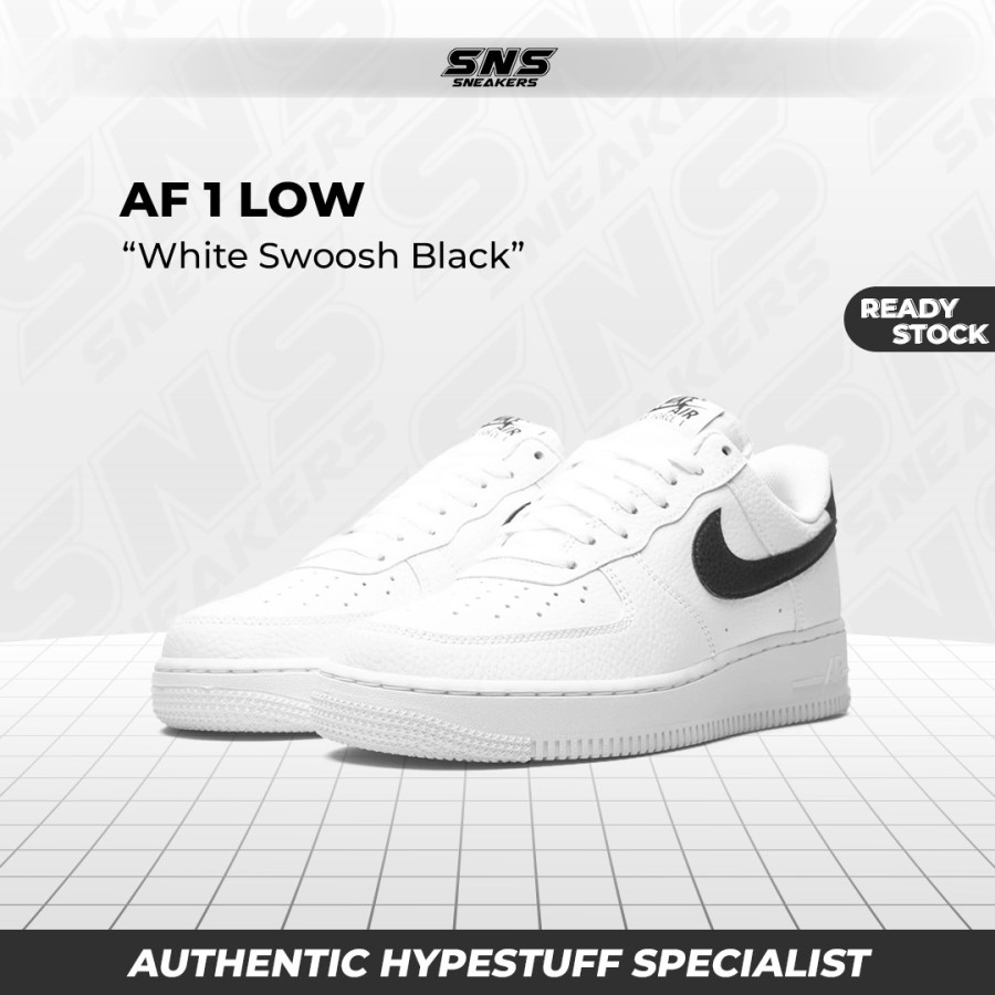 Nike Air Force 1 AF 1 White Swoosh Black Men 100% Original Authentic