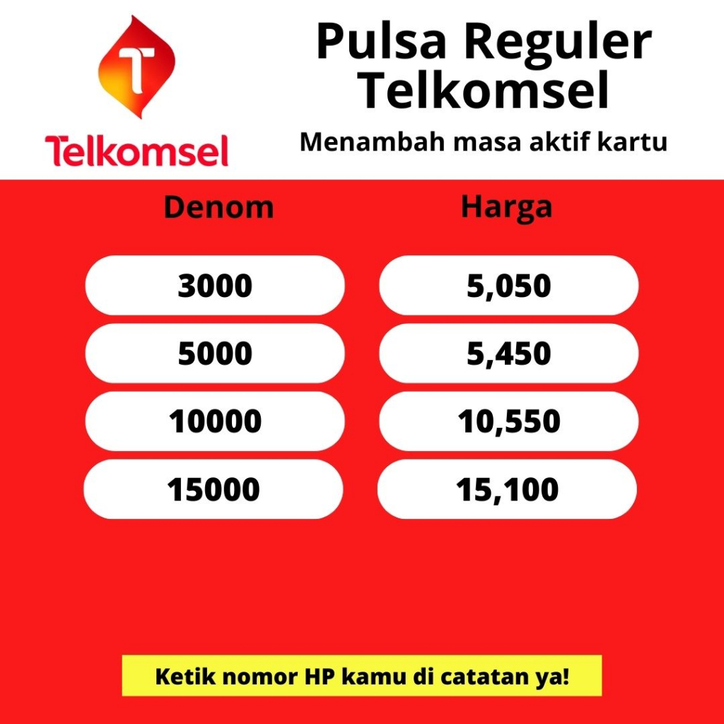 Pulsa Telkomsel Murah, Lengkap dan Terpercaya 3K - 15K
