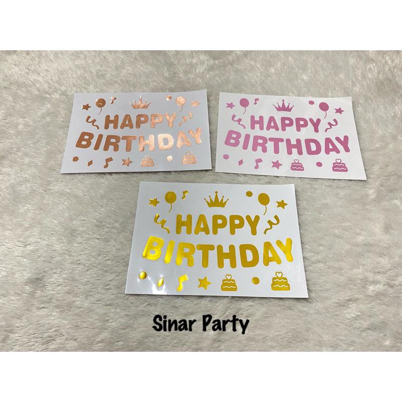Sticker Balon Pvc/Bening Tulisan Happy Birthday