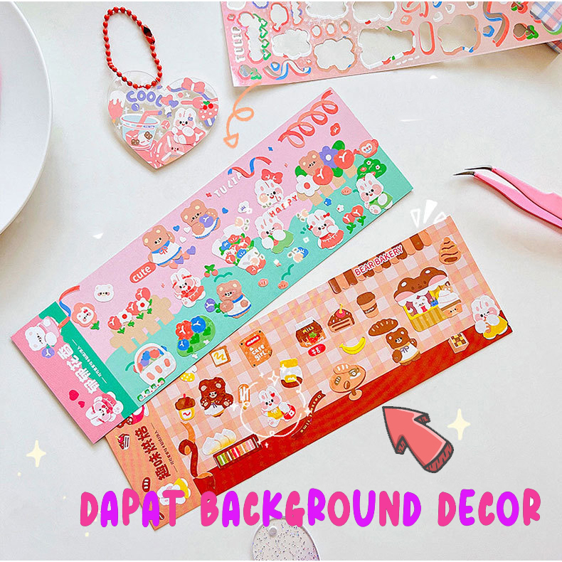 

STICKER DECORATIVE KOREAN LASER STIKER GLITTER ISI 2 LEMBAR HOLOGRAM MOTIF RABBIT BEAR MOMO CUTE LUCU WATERPROOF SUDAH CUTTING
