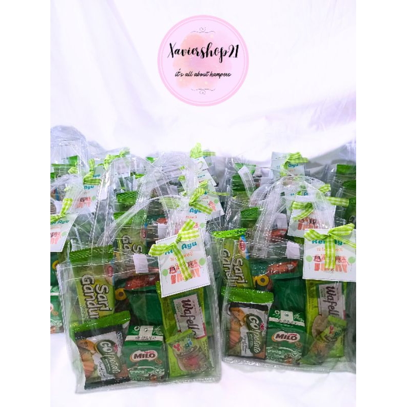 

Paket Snack Tema Hijau Premium Tas Mika (Free Card)