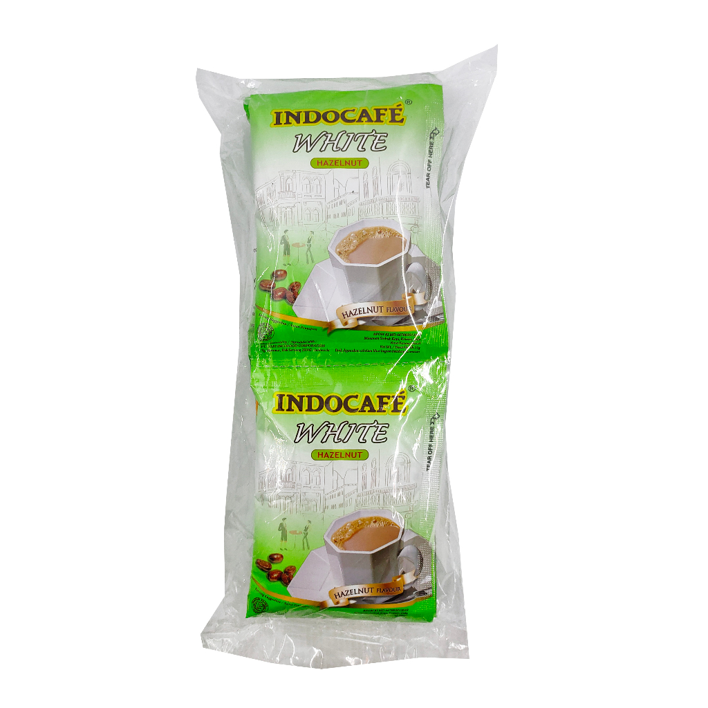 

Kopi Mix Instant INDOCAFE WHITE Hazelnut Red Bean Sachet isi 10