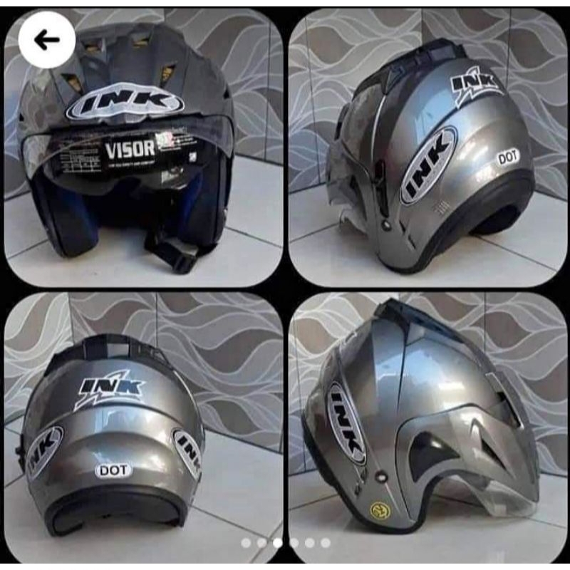 HELM INK DOUBLE VISOR MERK BMT BUSA TEBAL BER SNI PAKING KARDUS