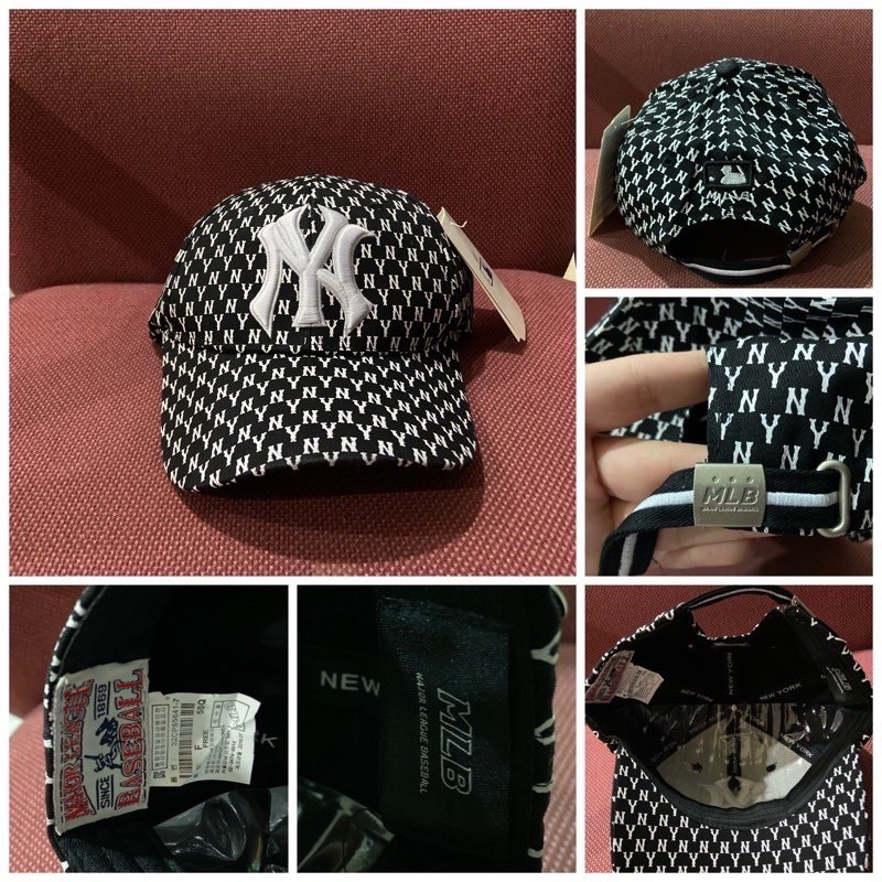TOPI MLB NY MONOGRAM CAP BLACK NAVY KHAKI BASEBALL CAP ORI delima.12
