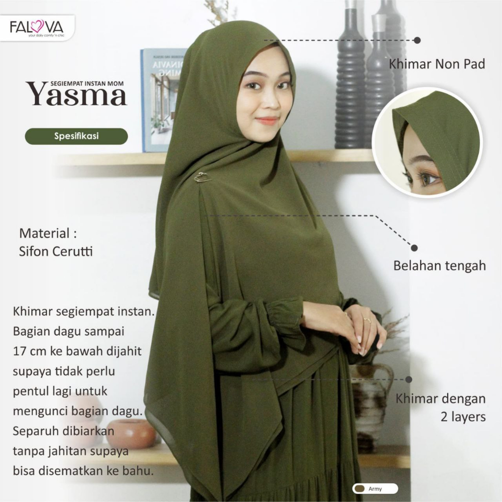 Jilbab Segiempat Instan Yasma Mom Falova Hijab Segi Empat Falova