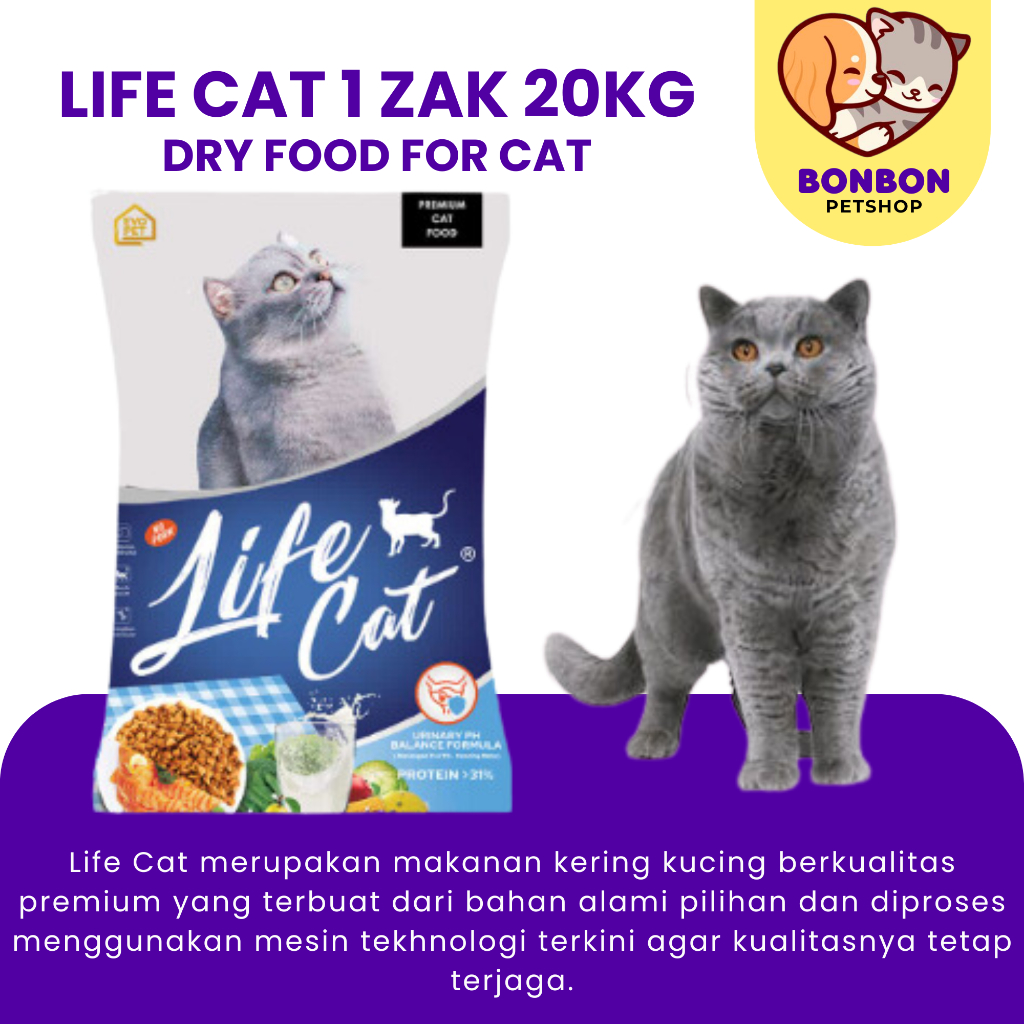 Life Cat 20kg Cat Dry Food Lifecat Zak 20 kg Makanan Kucing Life Cat Kering Live Cat