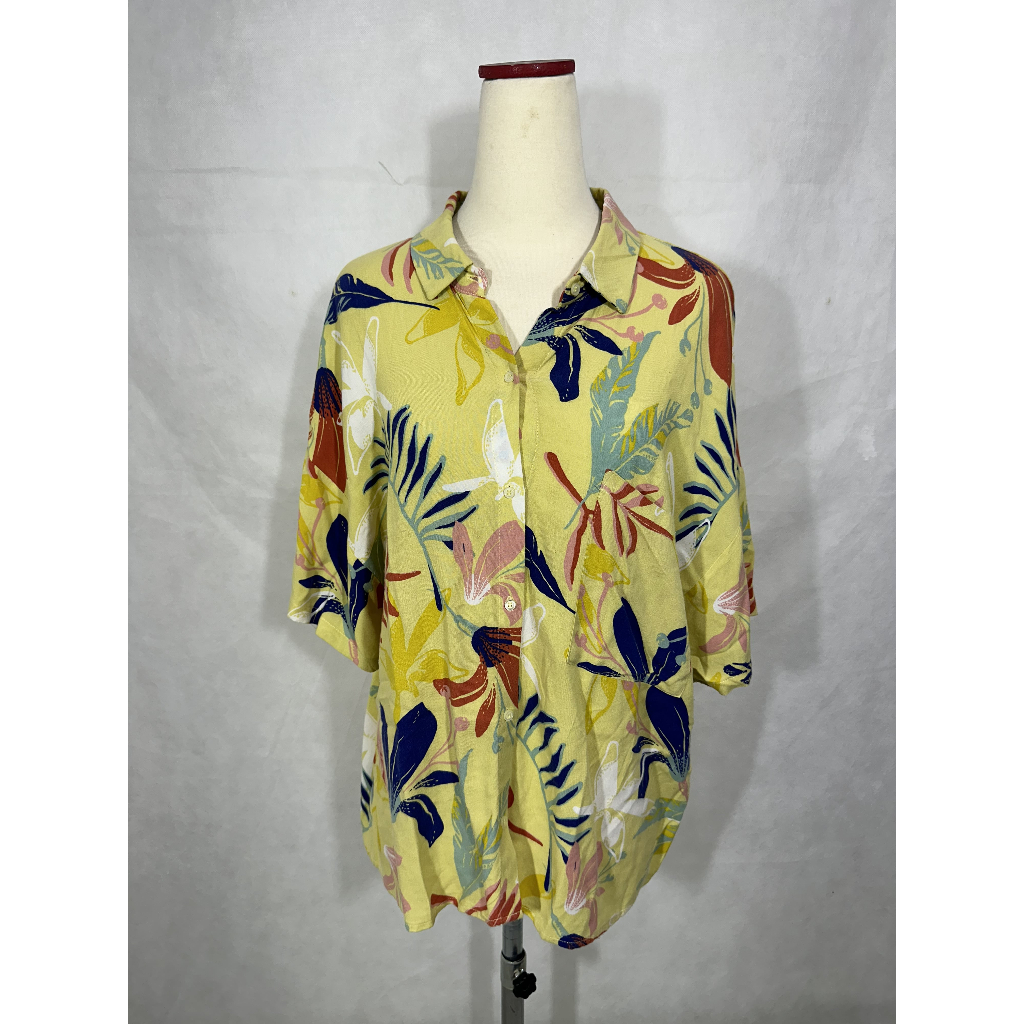 Kemeja Wanita Pull & Bear Yellow Beach Preloved Second Bekas