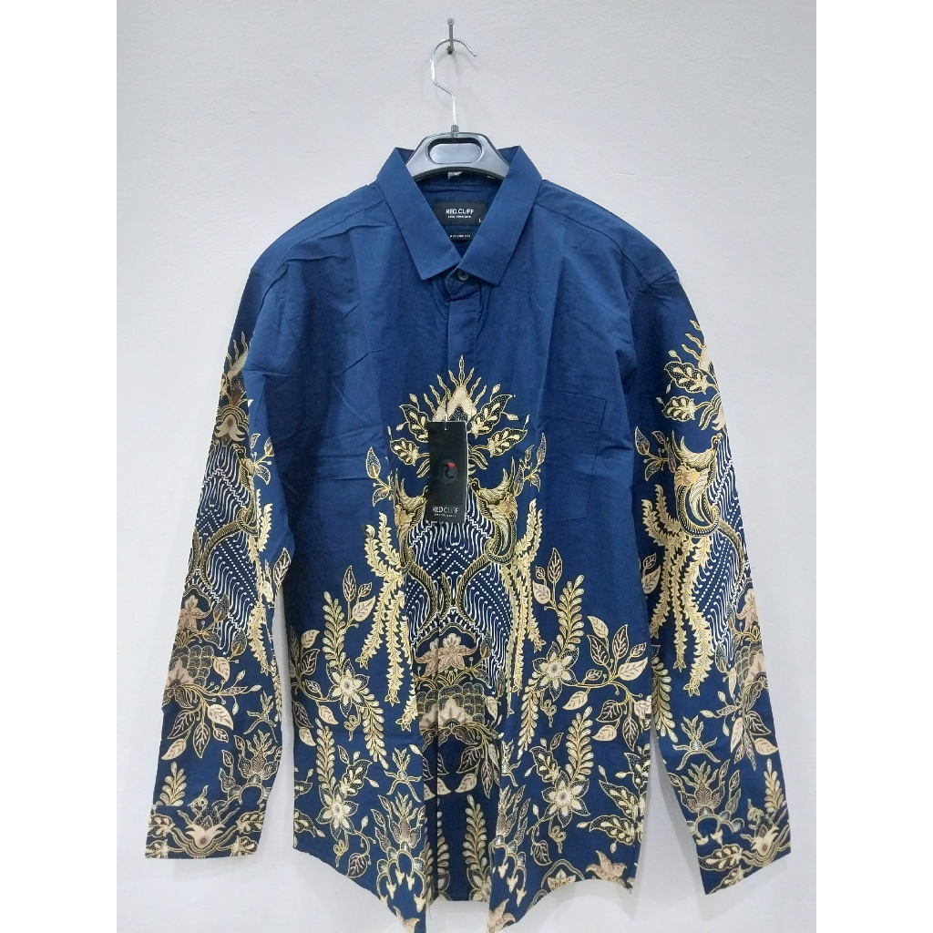 Red Cliff - Batik Formal Biru Dongker Lengan Panjang Pria