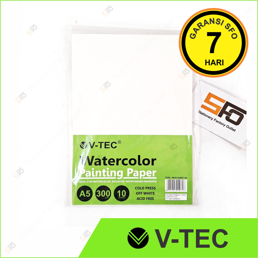 

Kertas Gambar Cat Air A5 V-Tec 300gsm - Watercolor Painting Paper WCB - SFO Semarang Official