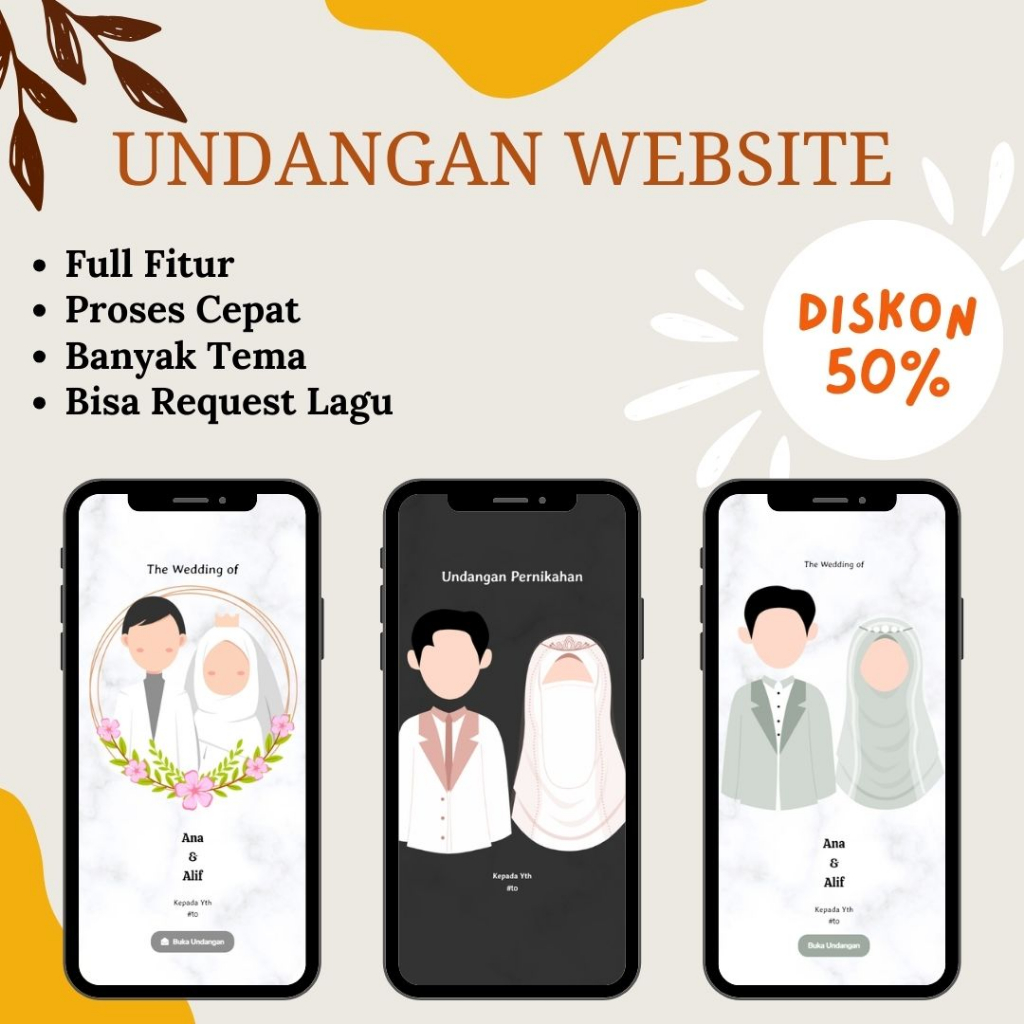 Undangan Website Pernikahan Animasi | Undangan Digital Pernikahan Animasi Simple