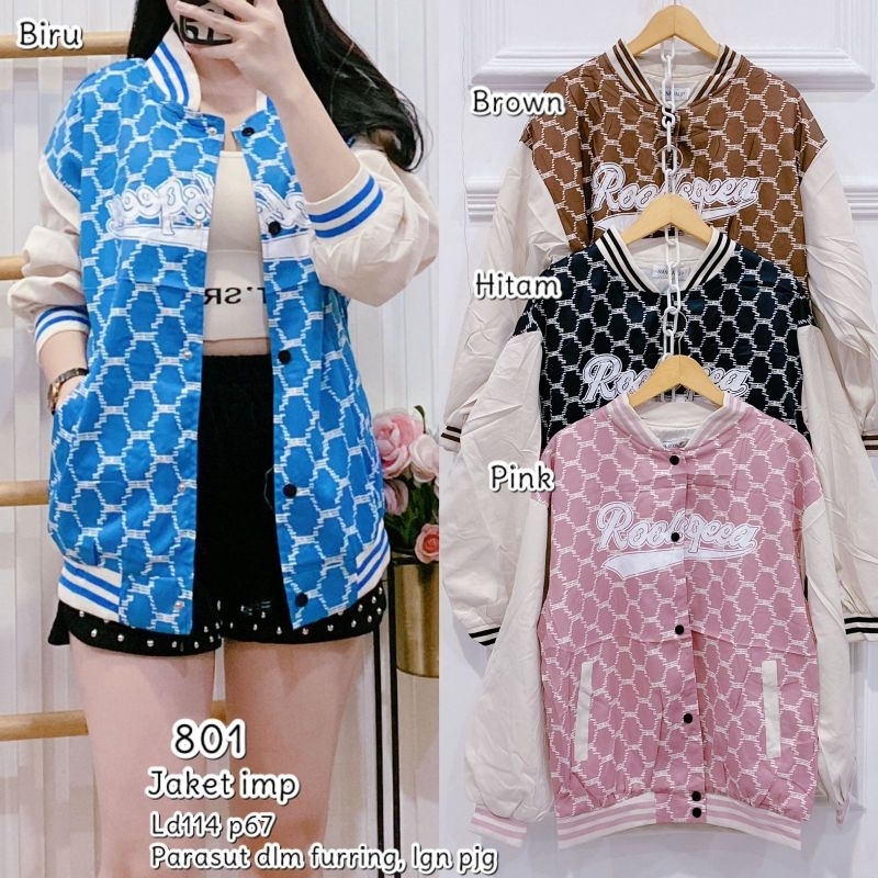 [BSIC] JAKET WANITA PARASUT IMPORT TANGAN PANJANG KANCING MOTIF