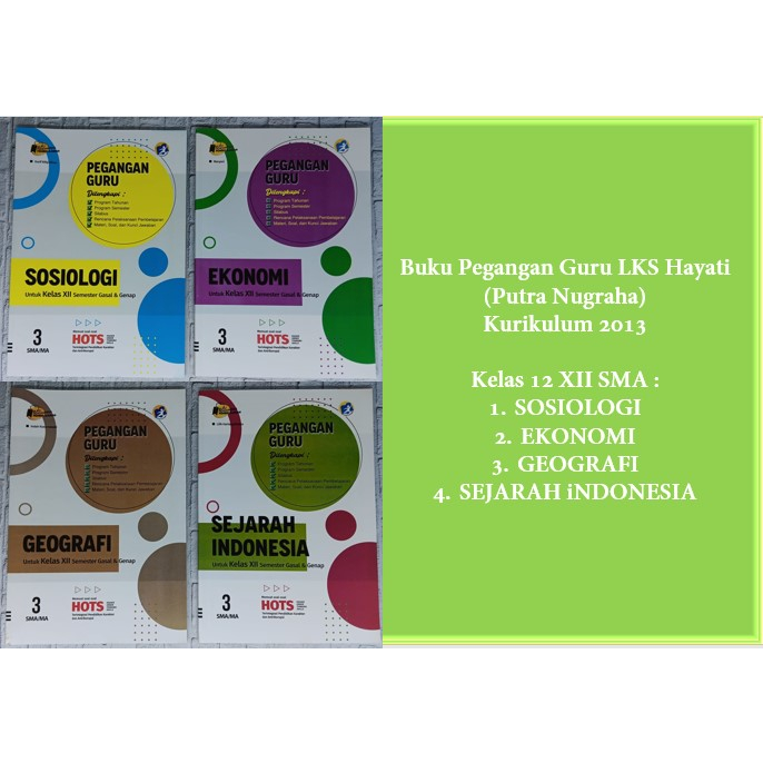 Buku Pegangan Guru LKS Hayati SMA Kelas XIa11a XII 12 SOSIOLOGI , EKONOMI ,Kimia , GEOGRAFI , SEJARA