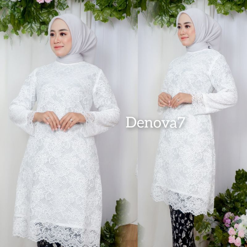 Set kebaya Tunik Brukat Modern / Kebaya akad / kebaya putih / kebaya tunik putih