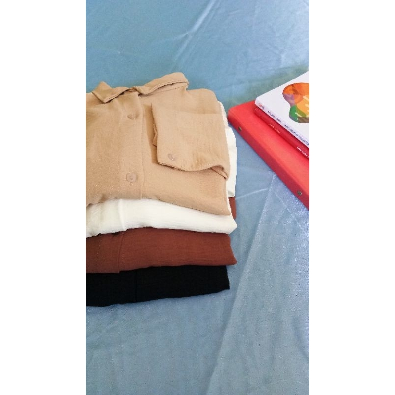 Long Kemeja Oval tunik crinkle full kancing