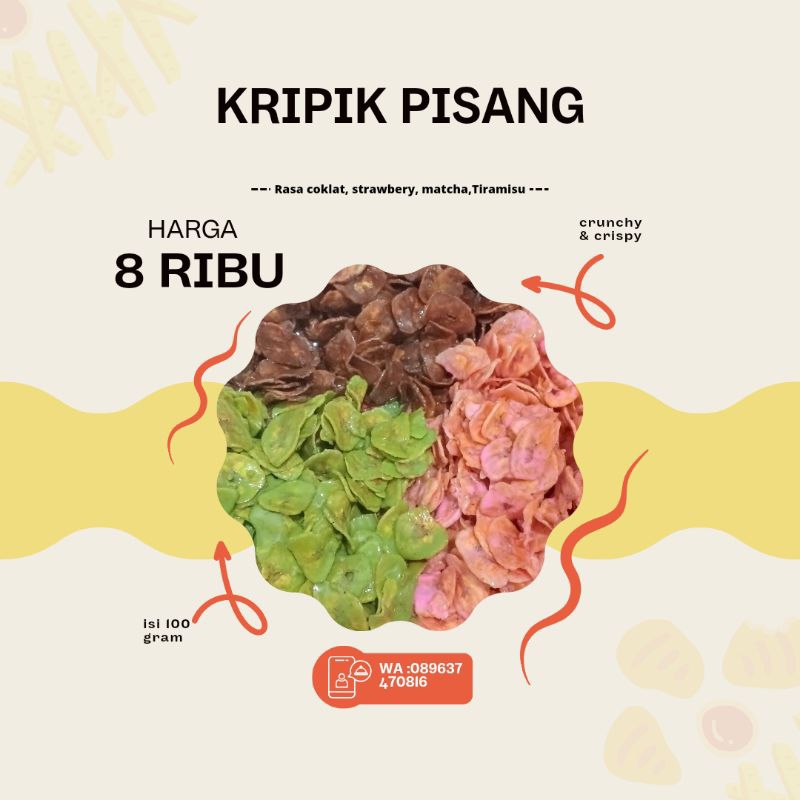 

Pisang Krispy aneka rasa isian 100gram