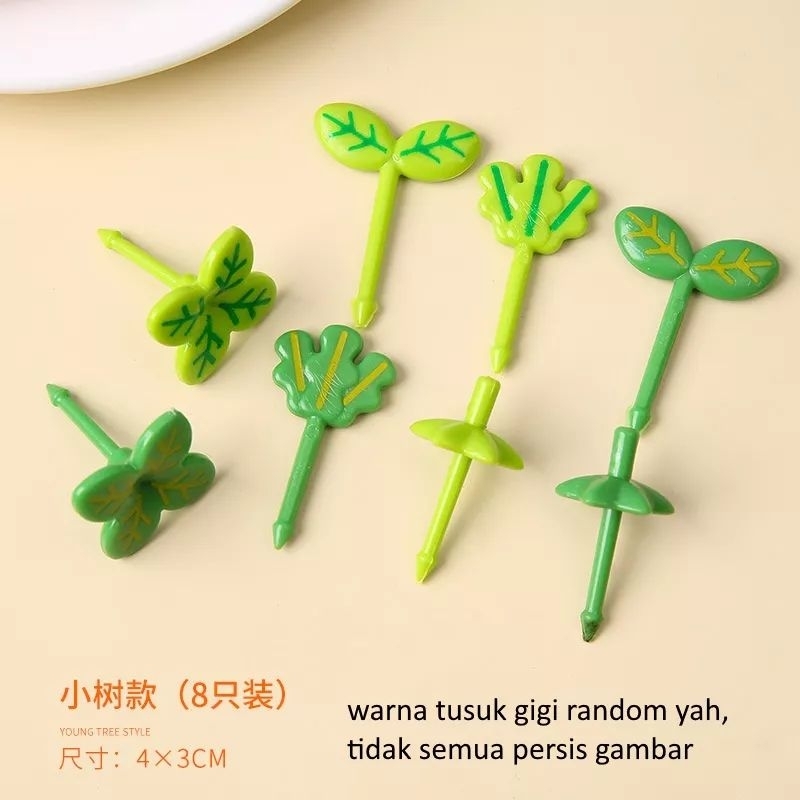 Tusukan bekal bento lucu bentuk daun, hiasan bekal bento, tusuk gigi lucu.