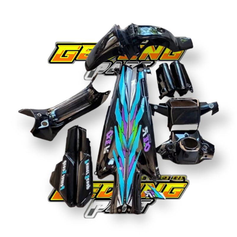 Full Set Body Halus Yamaha Alfa Warna Hitam Set Stiker Fullset Bodi Yamaha Alfa