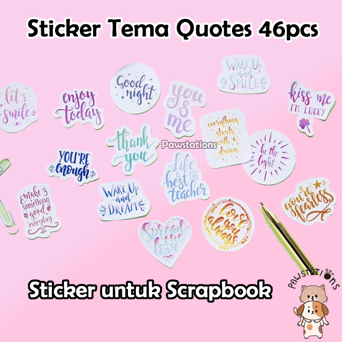 

46pcs Stikers Quotes Stiker Huruf Stiker Kata Kata Stiker untuk Scrapbooking DIY Stickers Scrapbooking Stickers