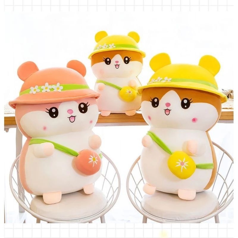 Mainan anak Boneka hamster lucu pake topi ukuran jumbo 50 cm Terbaru mainan Hadiah anak Lucu