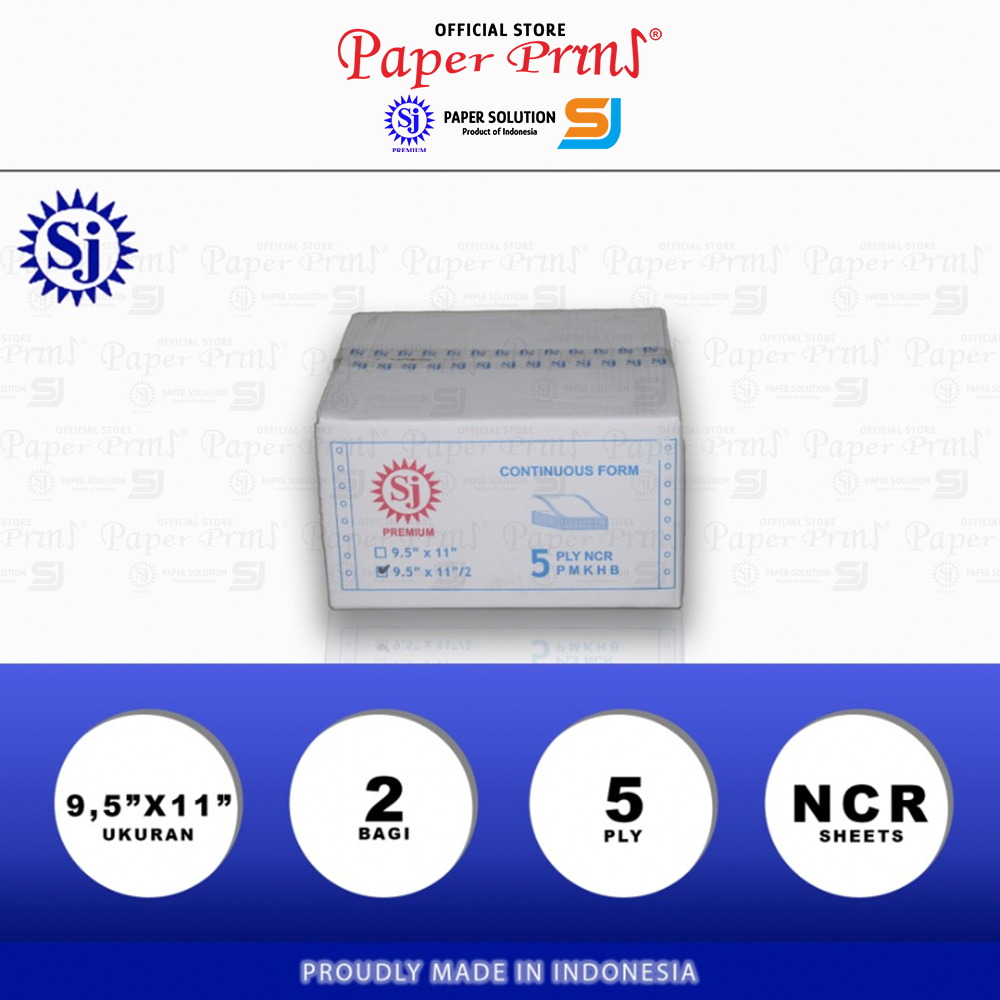 

SJ Premium Kertas Continuous Form 5PLY NCR PRS 9,5" X 11"/2 (Bagi 2)