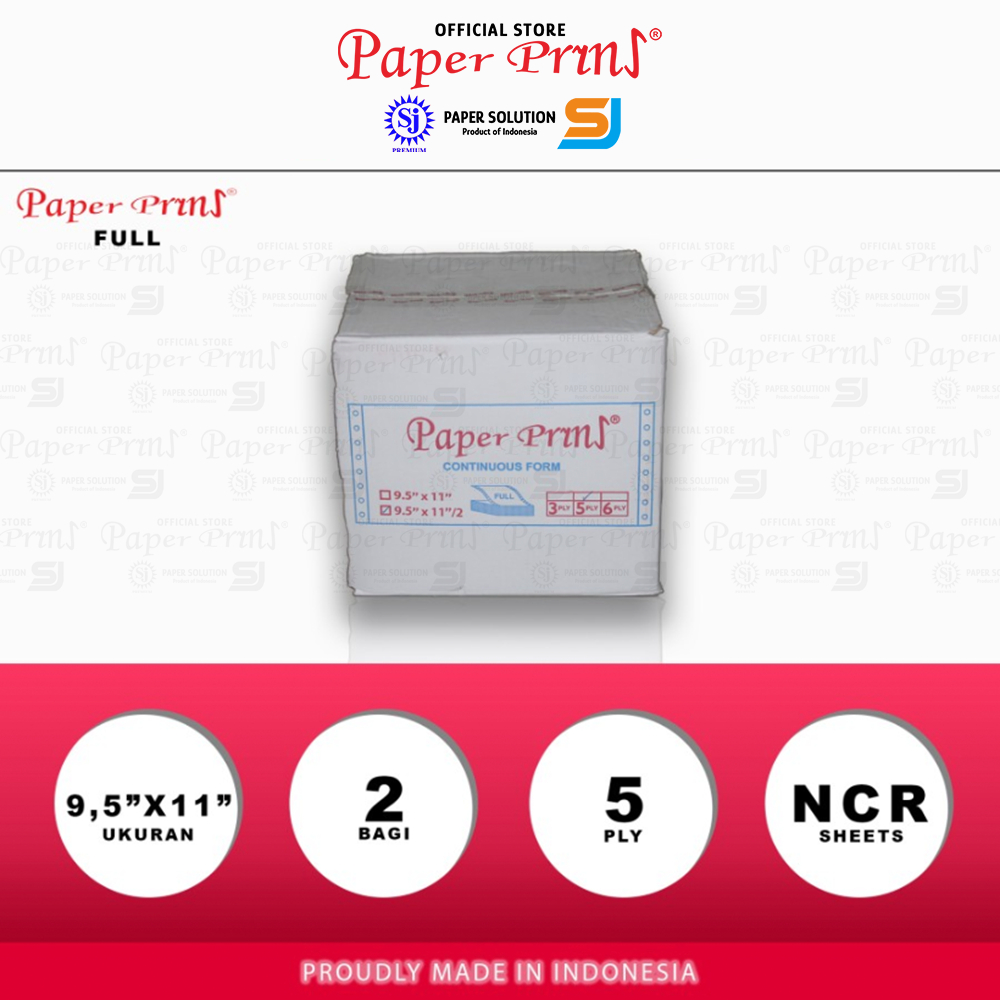 

Paperpryns Kertas Continuous Form Full 5PLY NCR 9,5" x 11"/2 (Bagi 2)