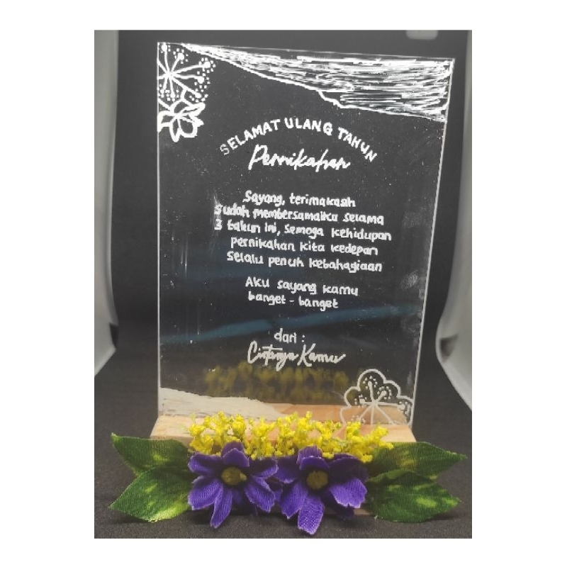 anniversary card  atau Ucapan Ulang tahun pernikahan akrilik