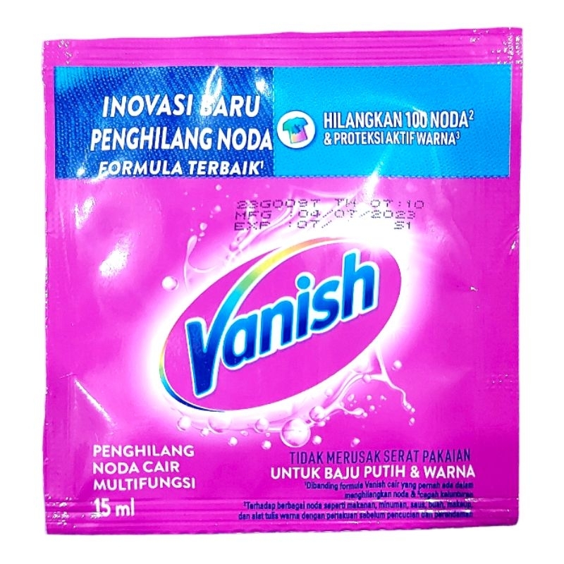 Noda Musnah Pakai VANISH 15ml [1 RENTENG Isi 12 Sachet] - Pakaian Bersinar Masa Depan Cerah - Beli B