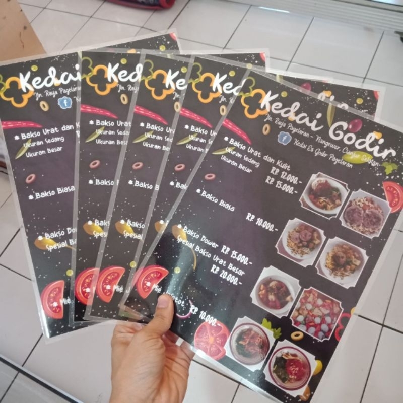 

Cetak Menu Ukuran A4 laminating