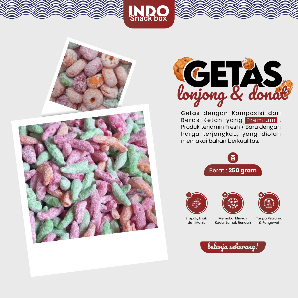 

Getas Manis Donat & Lonjong Warna Warni Kemasan 250 Gr