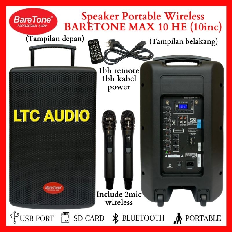 Speaker Portable Wireless BARETONE MAX10HE Original | Baretone MAX 10HE | Baretone Max 10 HE Power 1