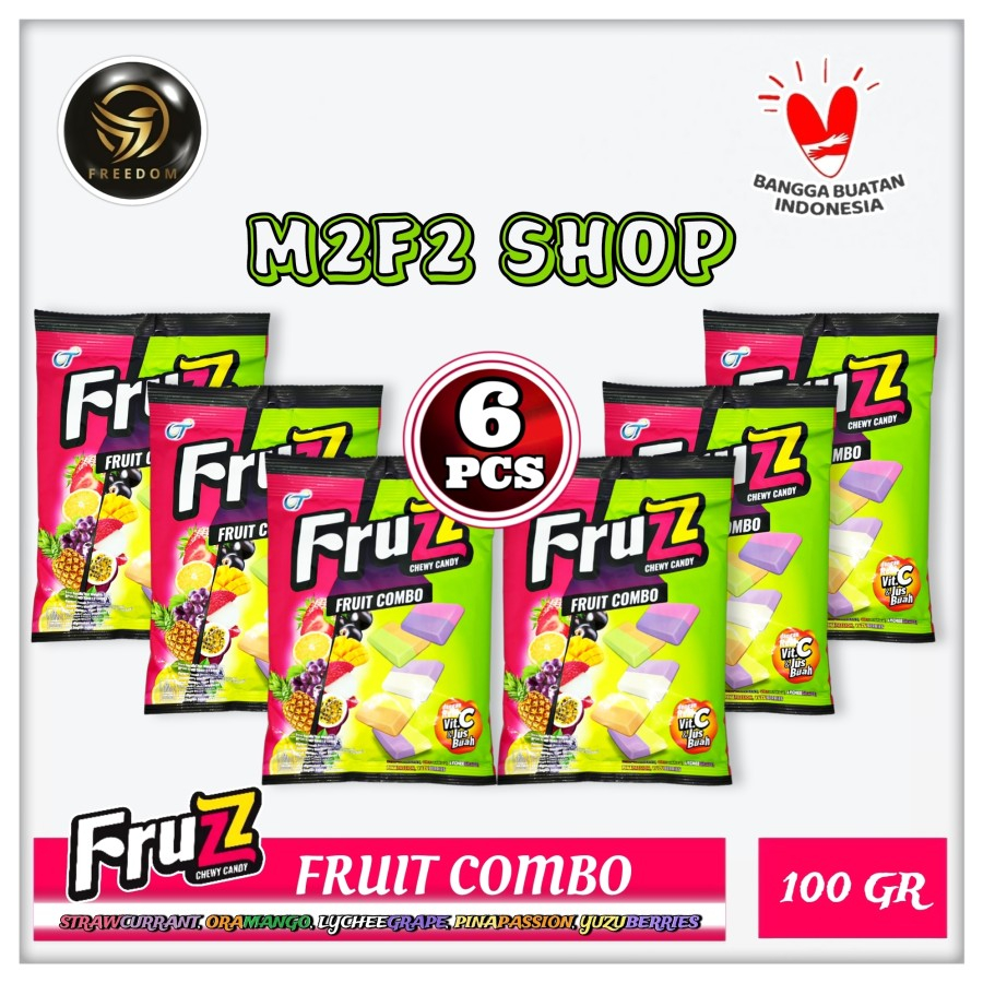 

Fruzz Permen Lunak Aneka Rasa Chewy Candy Fruit Combo - 100 gr (Kemasan 6 Pack)