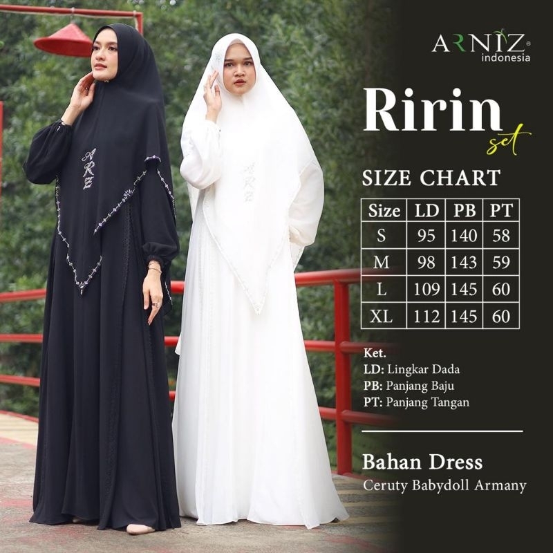 RIRIN SET BY ARNIZ READY SIAP KIRIM KHUSUS HITAM DAN PUTIH BEST SELLER