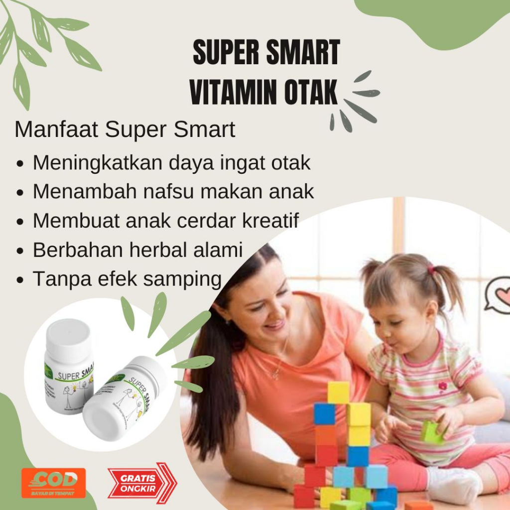 SUPER SMART KAPSUL -Suplemen Daya Ingat Otak Pintar Anak dan Dewasa - Vitamin Otak Cerdas - Minyak I