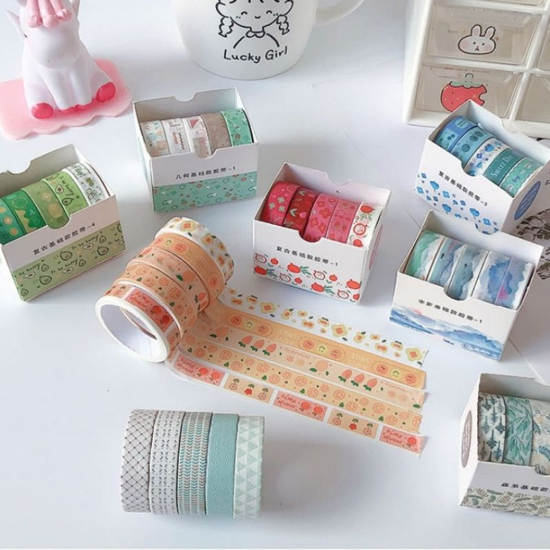 

Washi Tape/Masking Tape Motif Warna-warni untuk Journalling Scrapbook