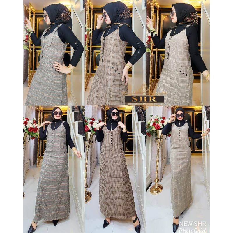 Agen_SHR Ready gamis new  overall set dress maxi  span