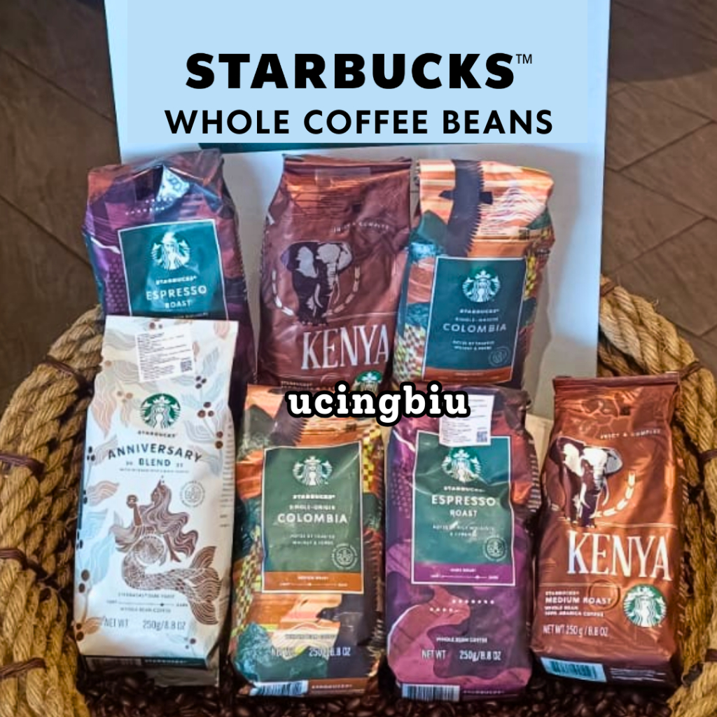 

STARBUCKS Whole Coffee Bean (Sumatra, Guatemala, Colombia, Verona, Kenya, Espresso, Komodo, Pike Place) Blonde Medium Dark Roast