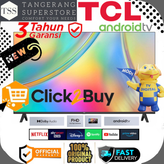 TCL LED ANDROID11 TV 40INCH 40S5400A 40 S5400A SMART TV FRAMELESS TV TCL FHD DOLBY AUDIO