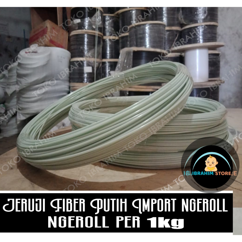 Jeruji fiber putih gulungan 1 kg untuk sangkar burung, kandang merpati, dan layangan, berbagai diame