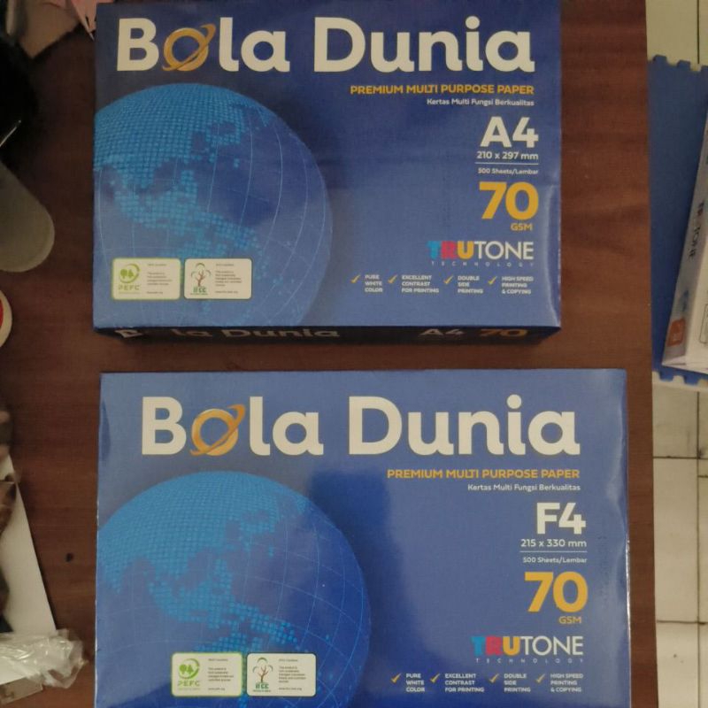 

Kertas HVS Bola Dunia 70 A4 & F4 (per Rim)
