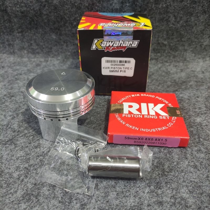 SEHER PISTON KIT KAWAHARA 58.5 59 60 PEN 15 MIO NOUVO FINO CARBU BYSON