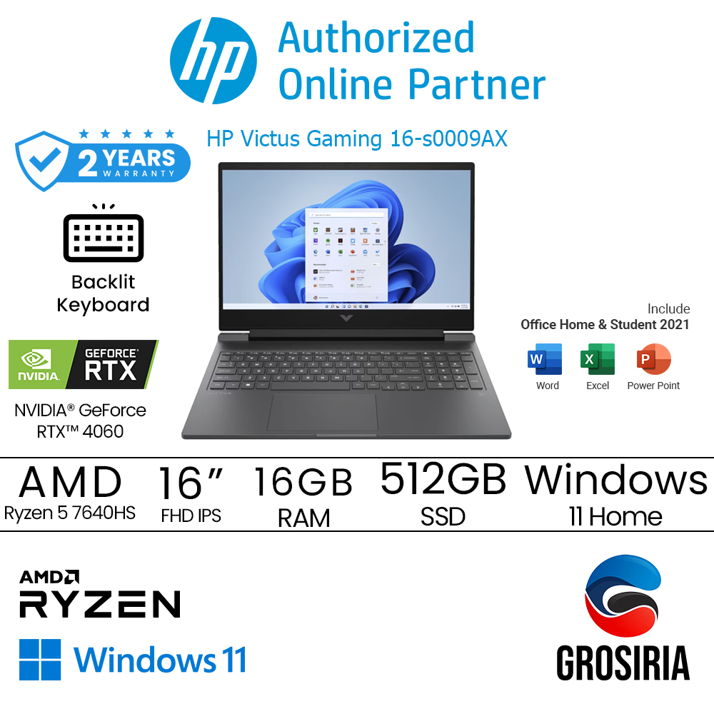 HP Laptop Victus 16 s0009AX Ryzen5 7640HS 16GB 512GB RTX 4060 8GB