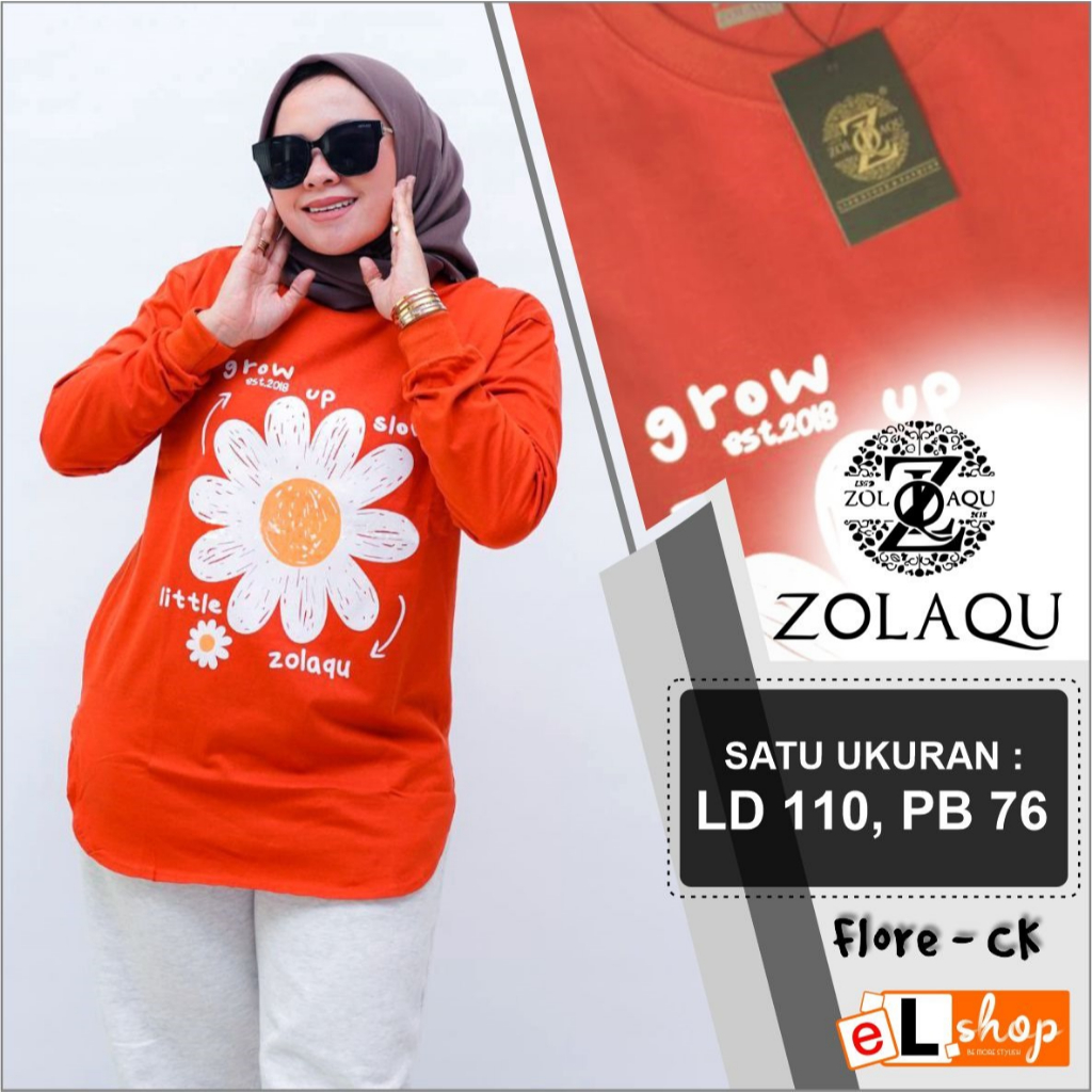 KAOS ZOLAQU ORI TERBARU 2023 ATASAN SEMI TUNIK OVERSIZE JUMBO ORIGINAL 100% PAKAIAN WANITA OUTFIT CLOTHING BAJU BLOUSE BLUS CASUAL SWEATER BUSANA MUSLIM LENGAN PANJANG ZLQ TERLARIS TRENDY TERMURAH TSHIRT