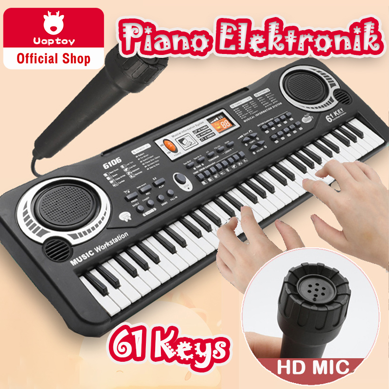 Uoptoy Piano Keyboard Anak Piano Elektronik Multifungsi Piano 61-Key Keyboard Piano Anak Piano Digit