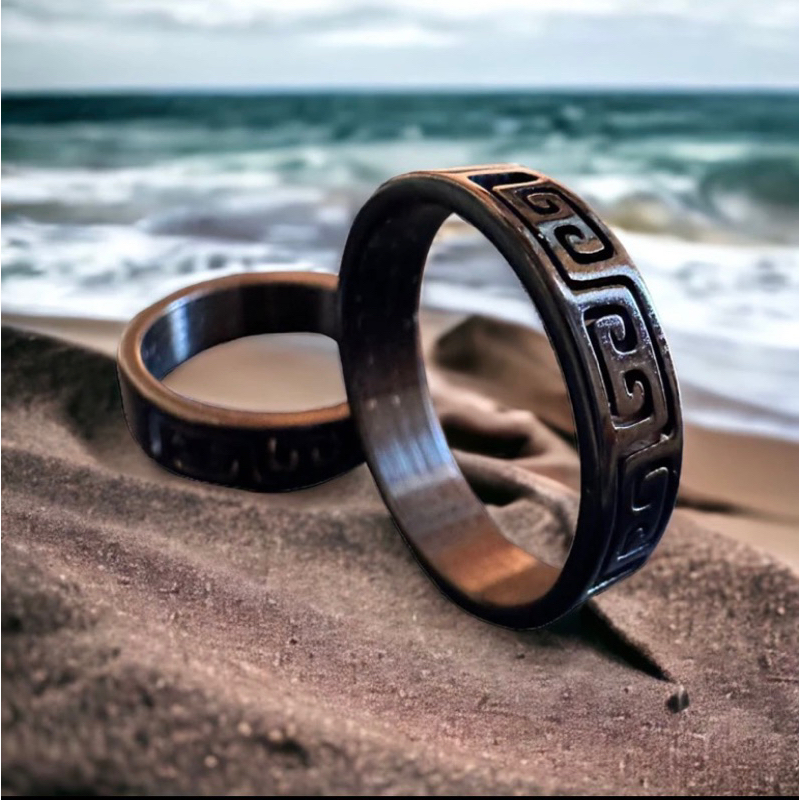 cincin cowok/cewek keren titanium model zigzag