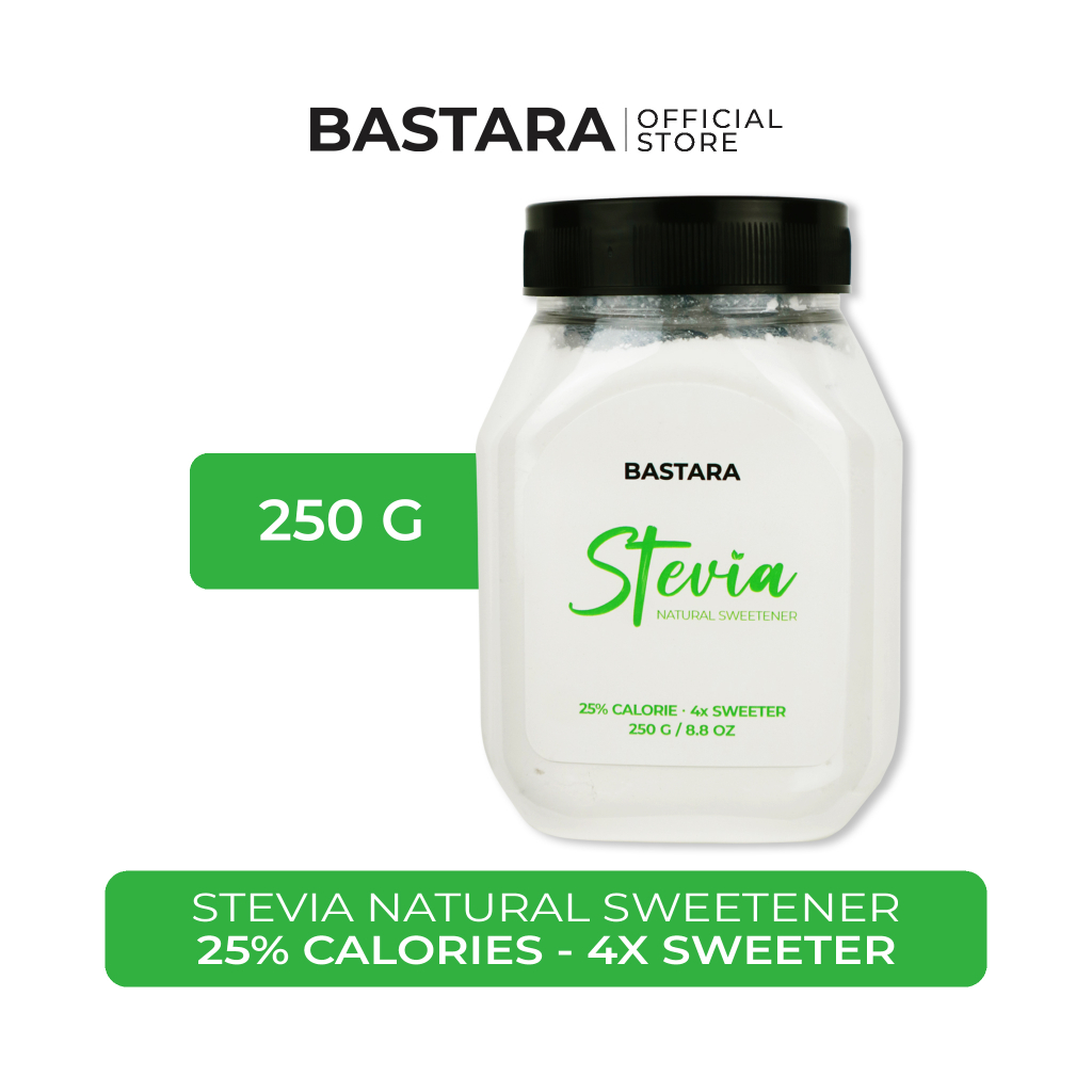 

BASTARA Stevia 25% Kalori 4x Lebih Manis Pemanis Alami Bubuk Premium Powder Natural Sweetener 250gr