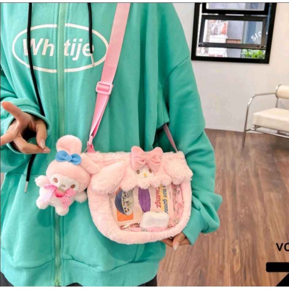 TAS SELEMPANG TRAVEL BARU NEW TAS SELEMPANG PIG BABI PIGGY TAS PINK UNGU SLING BAG