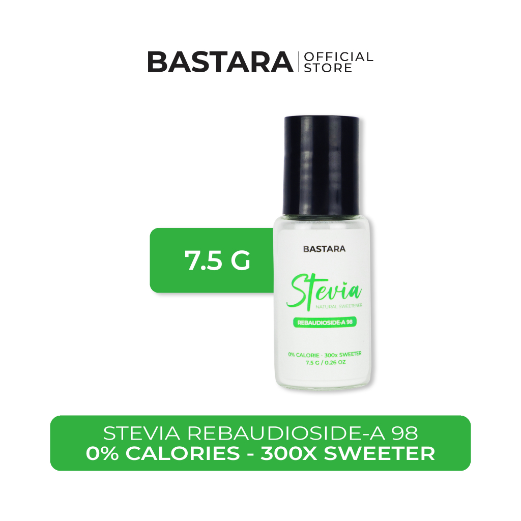 

BASTARA Stevia Rebaudioside-A 98 0% Kalori 300x Lebih Manis Pemanis Alami Bubuk Premium Powder Natural Sweetener 7.5gr