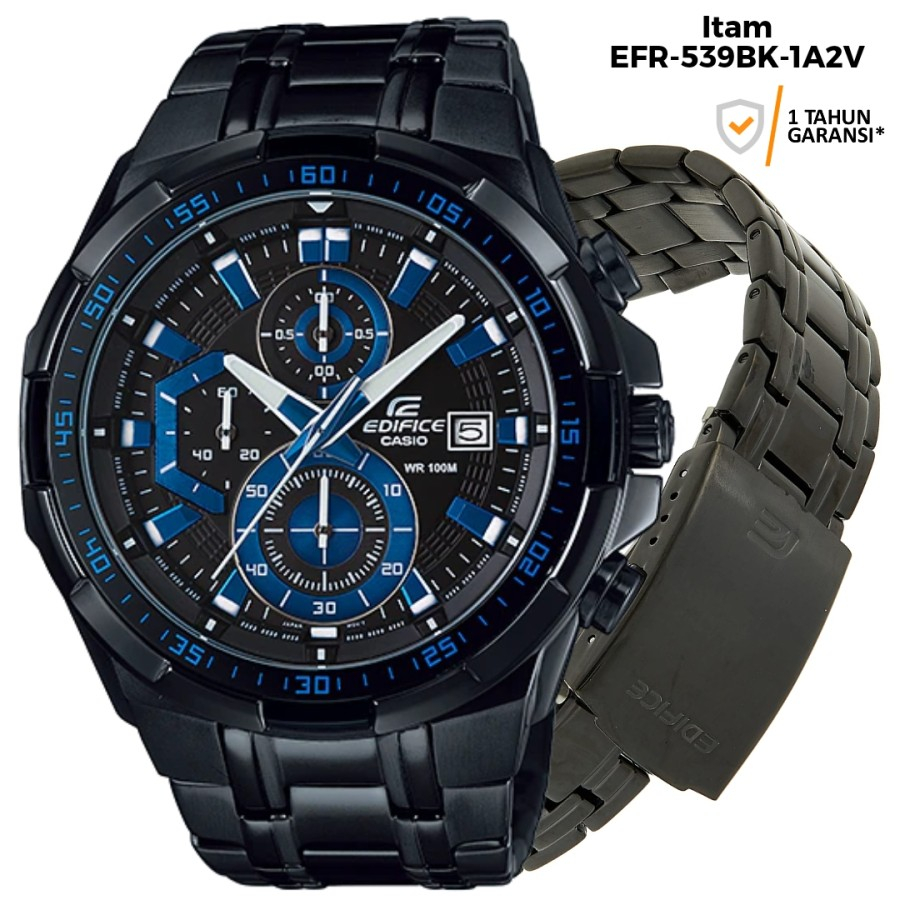 JAM TANGAN CASIO EDIFICE MURAH EFR 539BK 2AV - efr539 FULL STAINLESS GARANSI 1 TAHUN