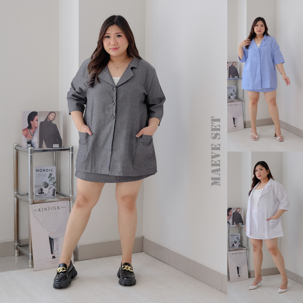 HN Maeve Setelan Blazer Jumbo | Bigsize Set Wanita